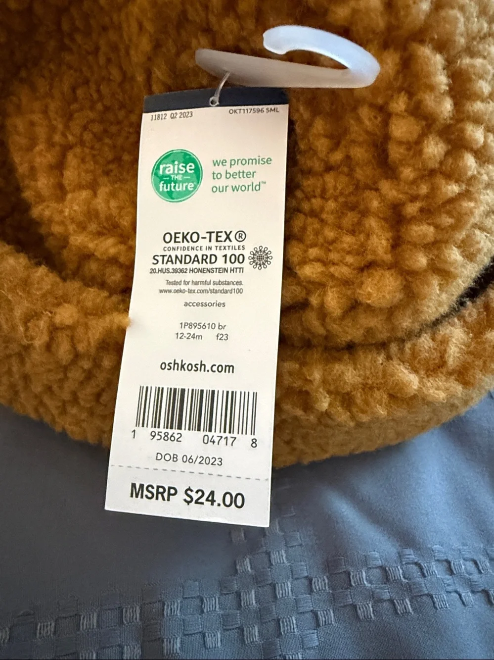 NWT 12-24 months OshKosh B'gosh SHEARLING beanie in Camel Brown